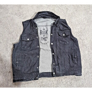 Rough First MFG The Rook Men 3XL Raw Denim Vest w Conceal Carry Motorcycle Biker